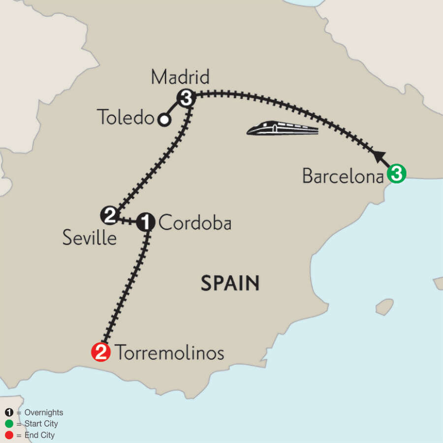 Barcelona, Madrid with Toledo, Seville, Cordoba & Torremolinos