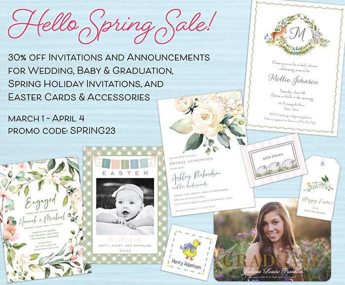 Hello Spring Sale 30% Off Invitations, Announcements, Baby and more...
