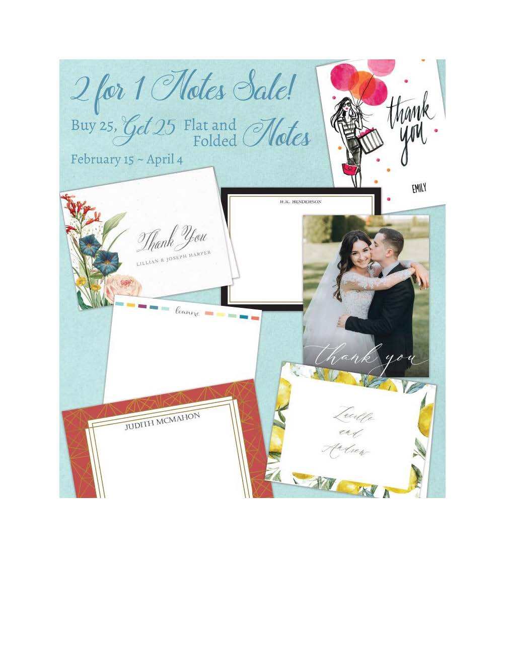 Spring Sale - 2 For 1 NoteCards Sale - Flat & Folded
