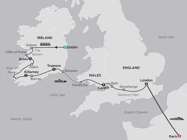From Dublin to London with Paris