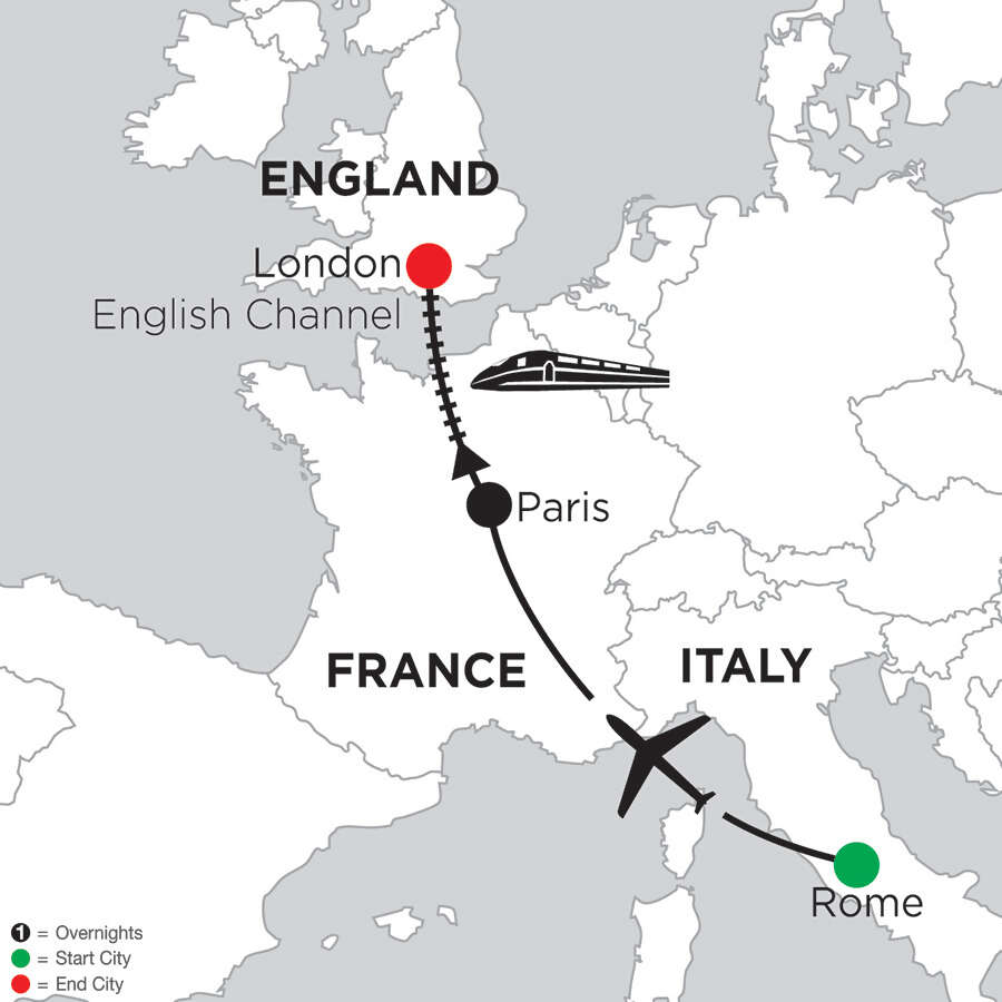 2 Nights Rome, 5 Nights Paris & 3 Nights London