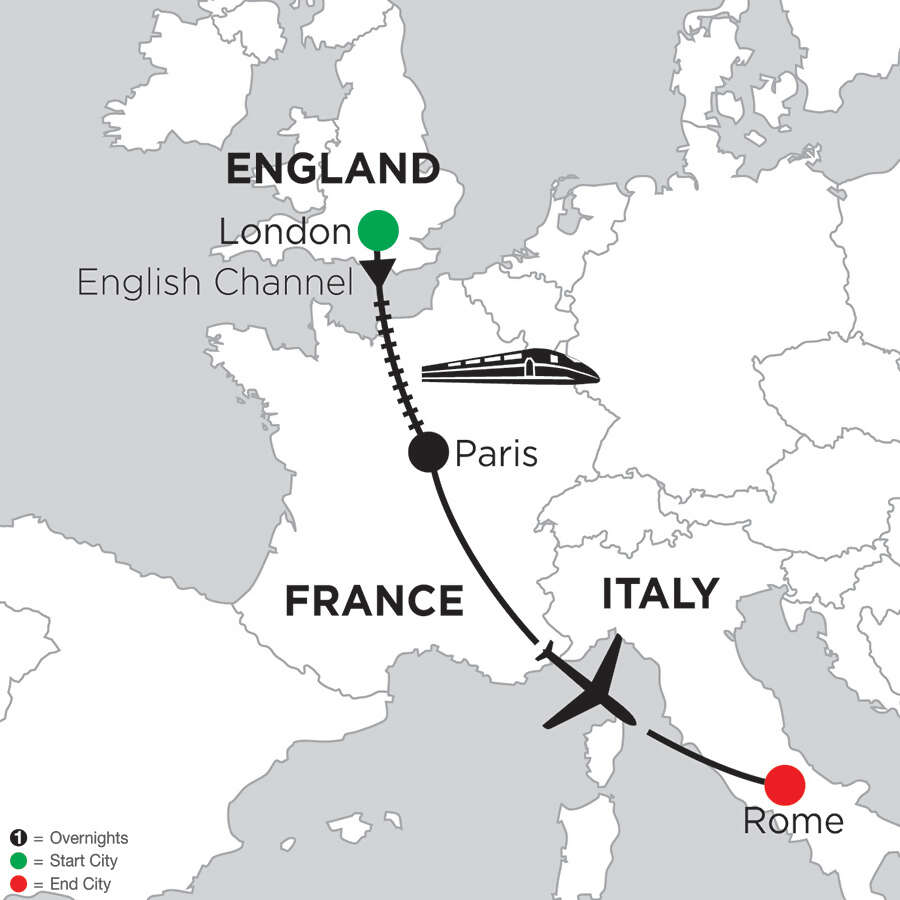 2 Nights London, 2 Nights Paris & 3 Nights Rome
