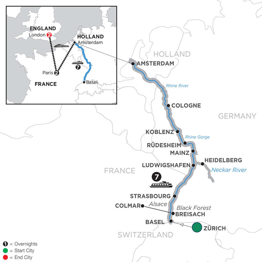 Festive Season on the Romantic Rhine with 2 Nights Paris & 2 Nights London