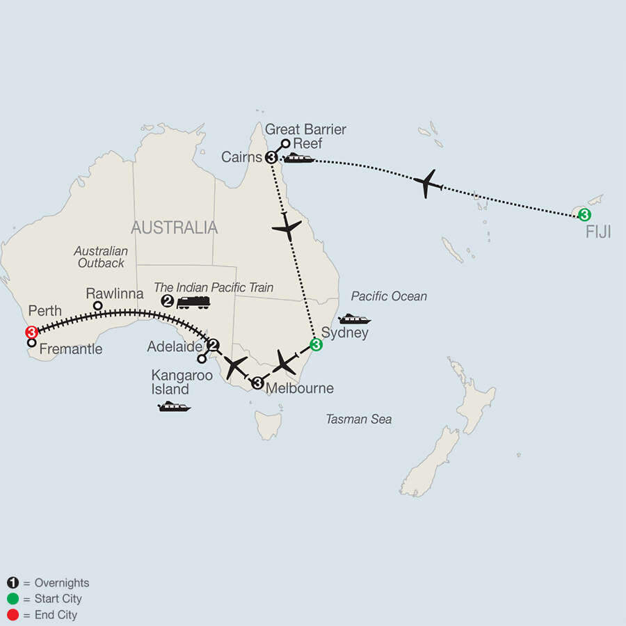 Across Australia by Train with Fiji & the Great Barrier Reef
