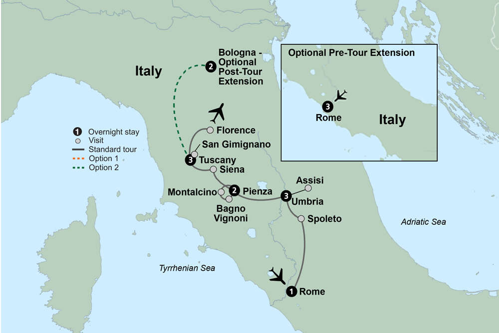 Tuscan & Umbrian Countryside featuring Italy's Charming Hill Towns