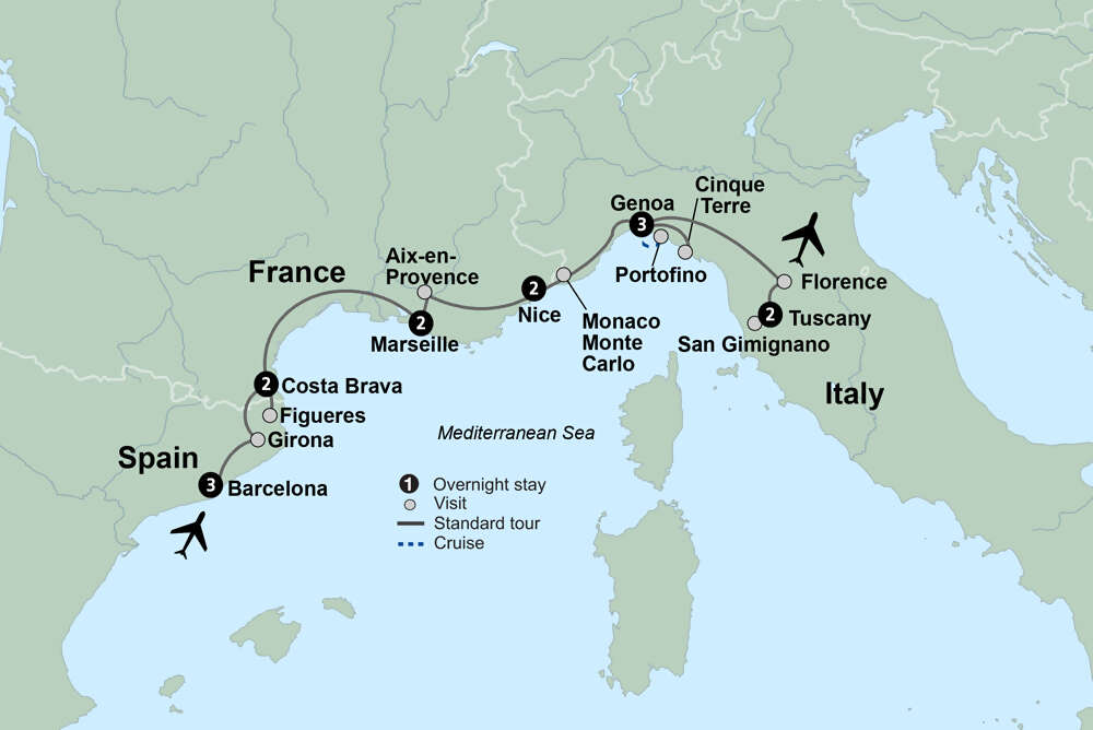 Mediterranean Coastal Journey Spain, France & Italy